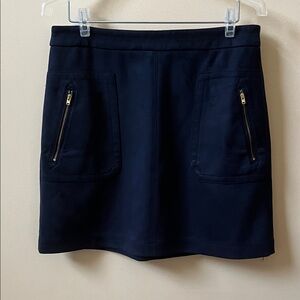 LOFT Navy Ultrasuede Mini Skirt with Zippered Pockets